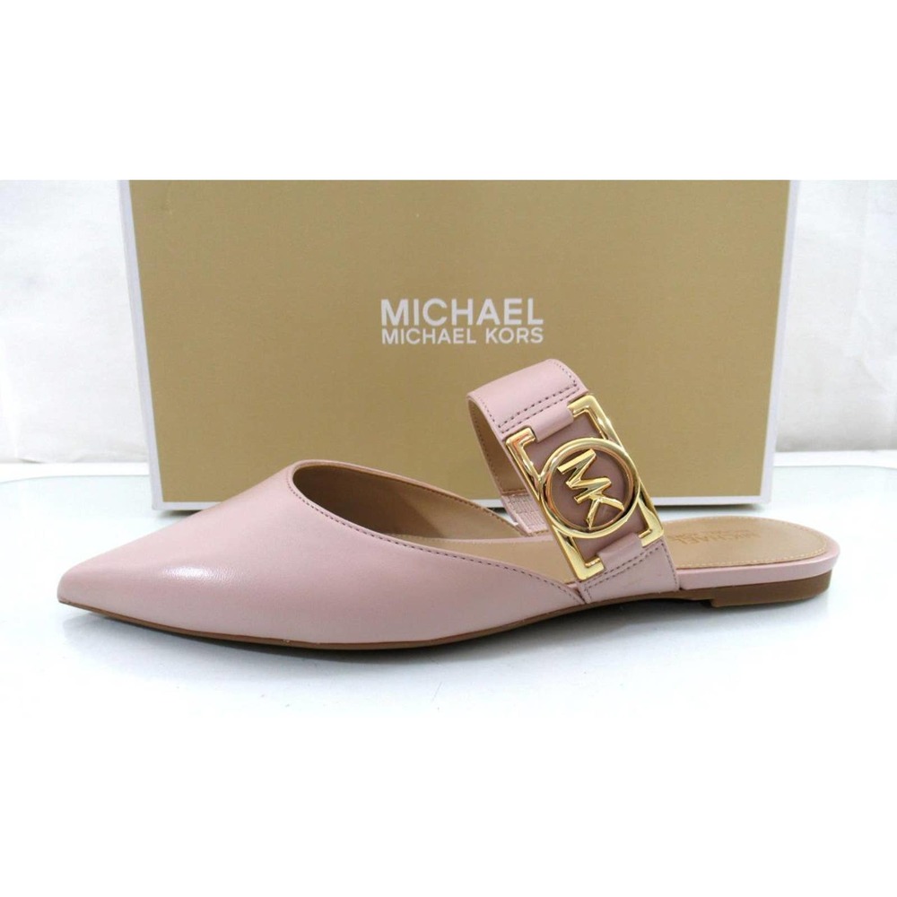 Michael Kors April Flex Flat Slip On Mule MK Logo Hardware Soft Pink - Picture 6 of 10